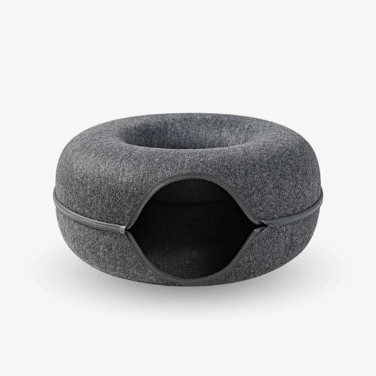 2-in-1 Cat Bed and Play Tunnel - Cozy Eco-Friendly Felt Design for Rest and Play, Easy to Clean 0