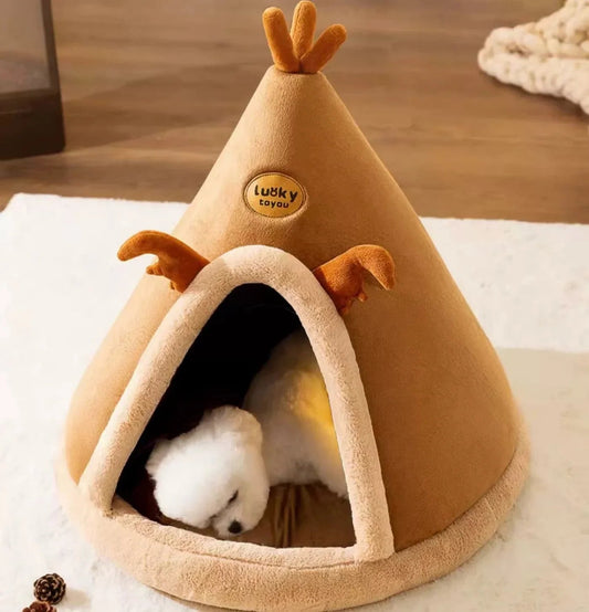 HavenCave Dog Bed – Tipi-Style Covered Bed for Small Breeds