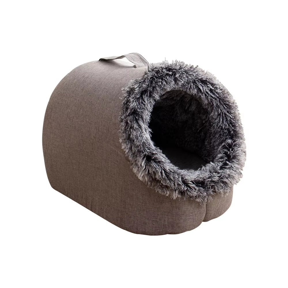 Cozy Plush Cat Cave Bed – Semi-Enclosed Portable Pet House for Winter, Warm Indoor/Outdoor Retreat 10