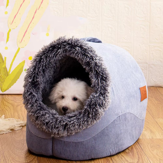 Cozy Plush Cat Cave Bed – Semi-Enclosed Portable Pet House for Winter, Warm Indoor/Outdoor Retreat 3